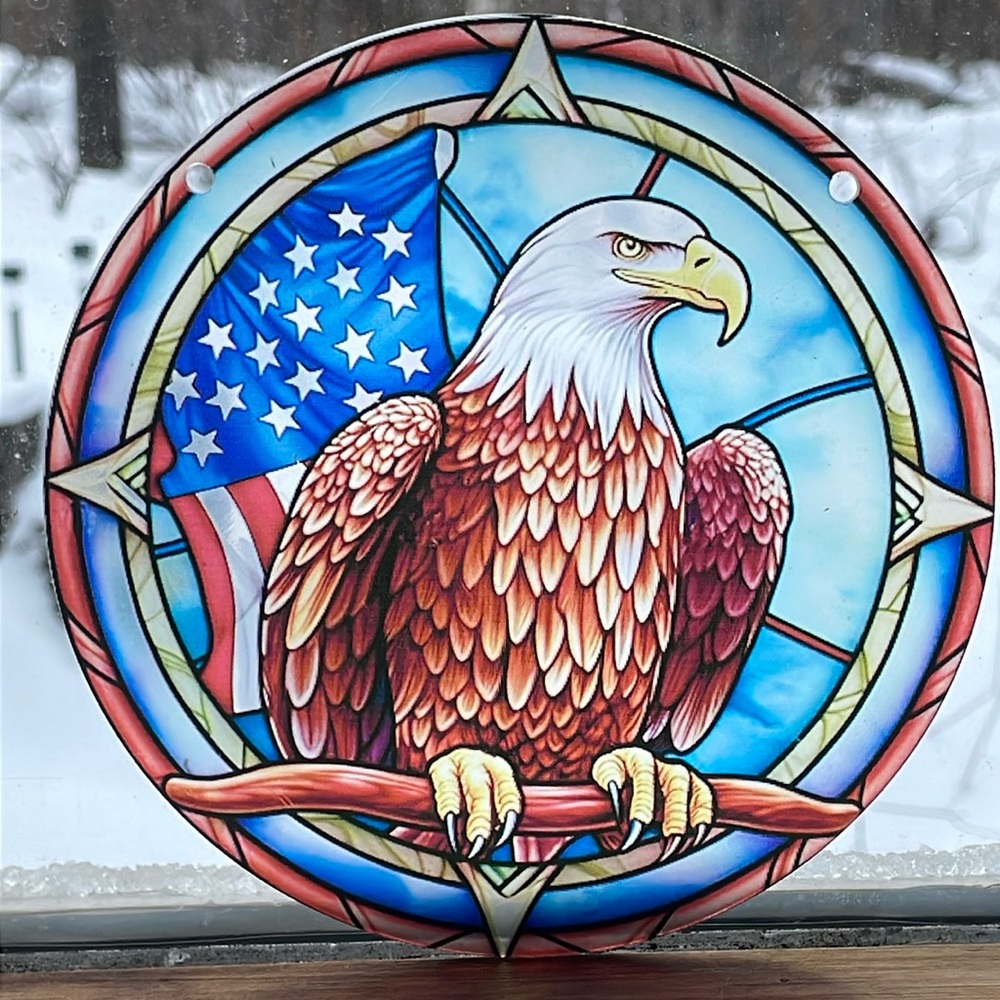 Acrylic Suncatcher Bald eagle American Flag Bird Decorative Gift Idea